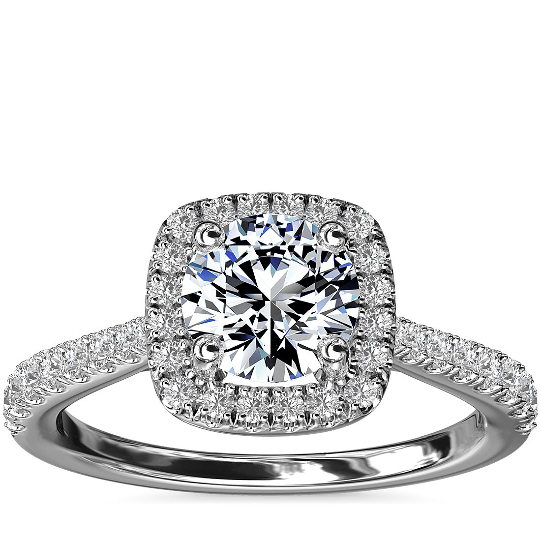 Overlevelse læder behagelig Cushion-Shaped Halo Diamond Bridge Engagement Ring in 14k White Gold (1/3 ct.  tw.) | Blue Nile
